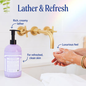 Dr. Bronner's Organic Sugar Soap Lavender in a bathroom setting