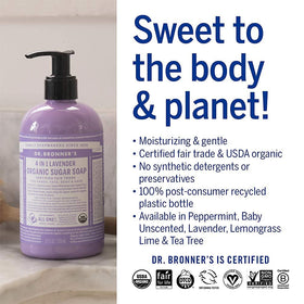 Dr. Bronner's Organic Sugar Soap Lavender with essential oils