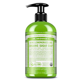 Dr. Bronner's Organic Sugar Soap Lemongrass 12 oz front view