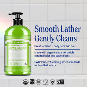 Dr. Bronner's Organic Sugar Soap Lemongrass bottle with label