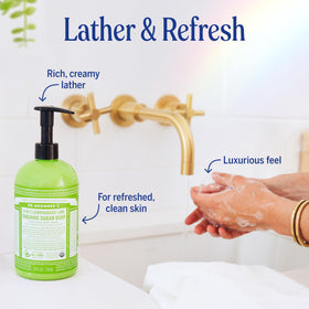 Dr. Bronner's Organic Sugar Soap Lemongrass in a bathroom setting