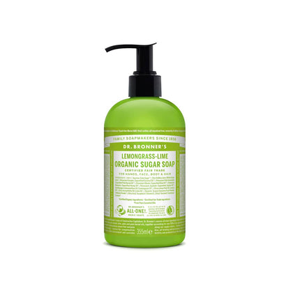 Dr. Bronner's Organic Sugar Soap Lemongrass Lime 355 ml front view