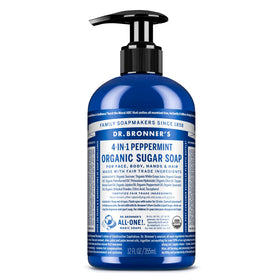 Dr. Bronner's Organic Sugar Soap Peppermint 12 oz front view