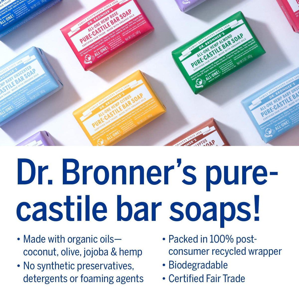 Dr. Bronner's Peppermint bar soap close-up