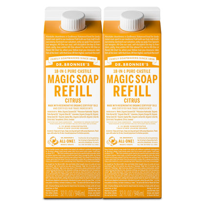 Dr. Bronner's Pure-Castile Liquid Refill Citrus 32 oz front view