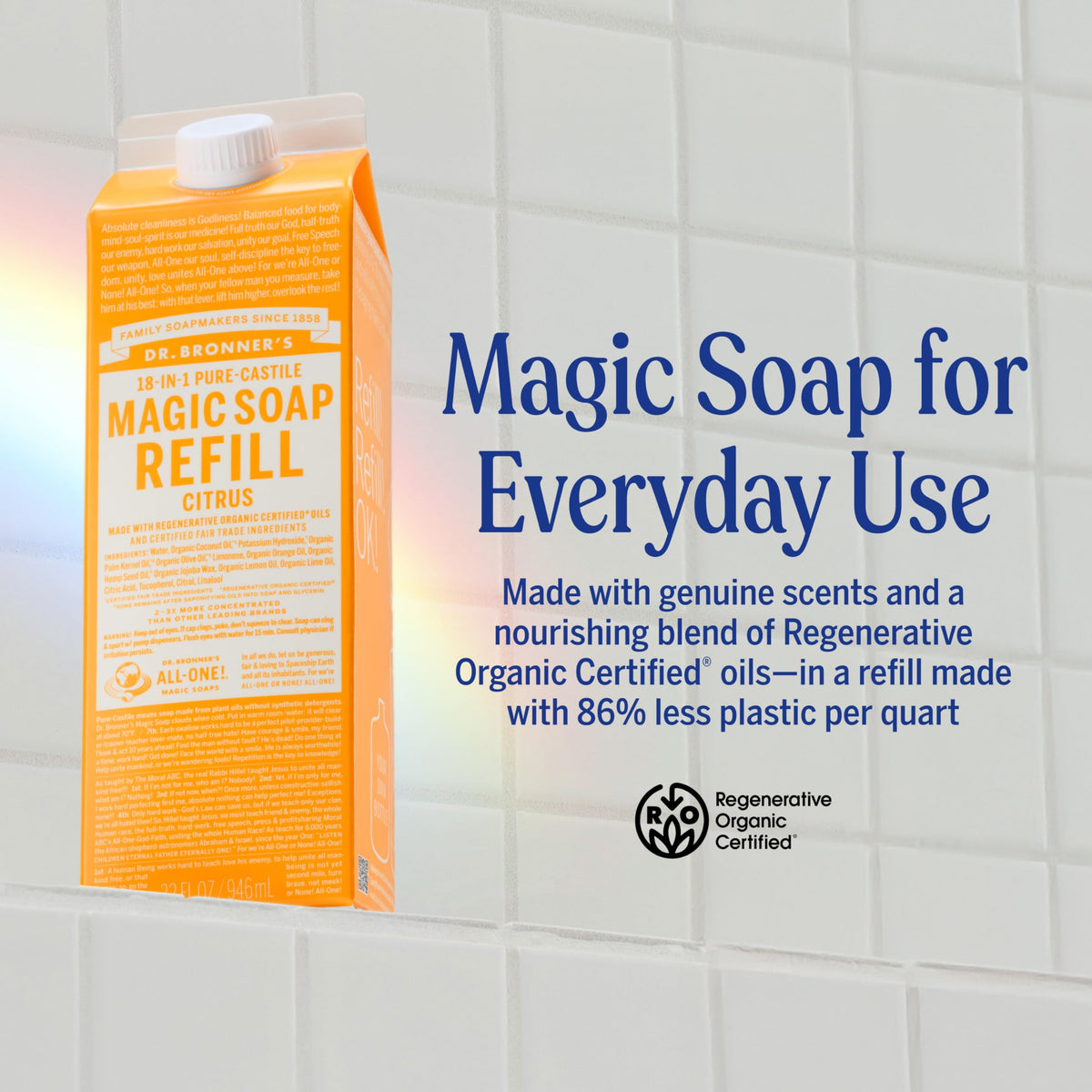 Dr. Bronner's Pure-Castile Liquid Refill Citrus side view