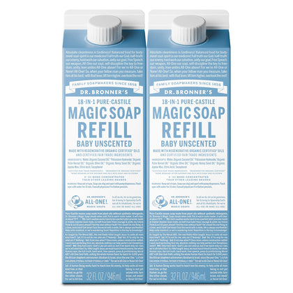 Dr. Bronner's Pure-Castile Liquid Soap 2-Pack Unscented 32 oz front view