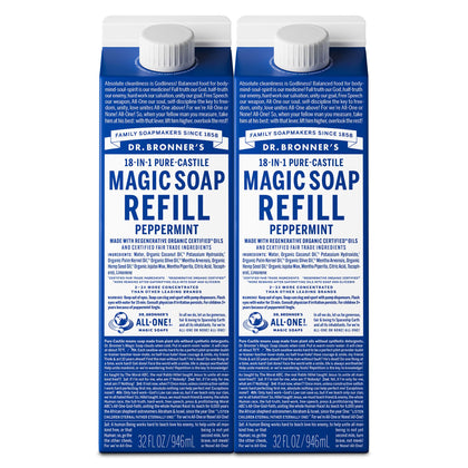 Dr. Bronner's Pure-Castile Liquid Soap 32 oz Peppermint front view