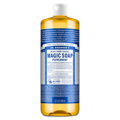 Dr. Bronner's Pure-Castile Liquid Soap Peppermint 32oz front view
