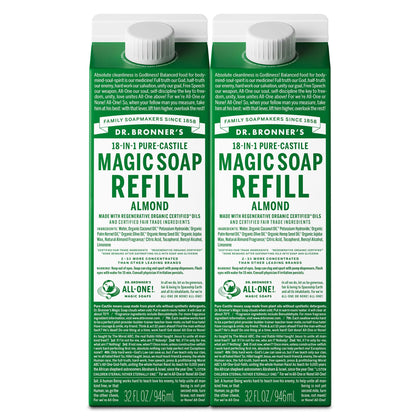 Dr. Bronner's Pure-Castile Liquid Soap Refill Almond 32oz front view