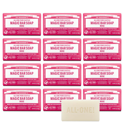 Dr. Bronner's Pure-Castile Magic Bar Soap 12 pack in Rose