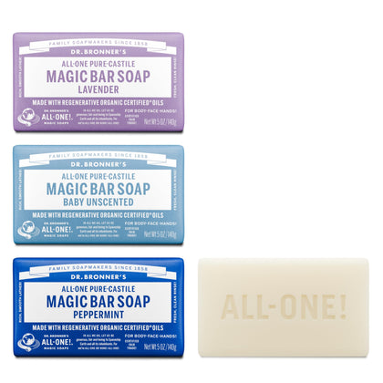 Dr. Bronner's Pure-Castile Magic Bar Soap Peppermint front view