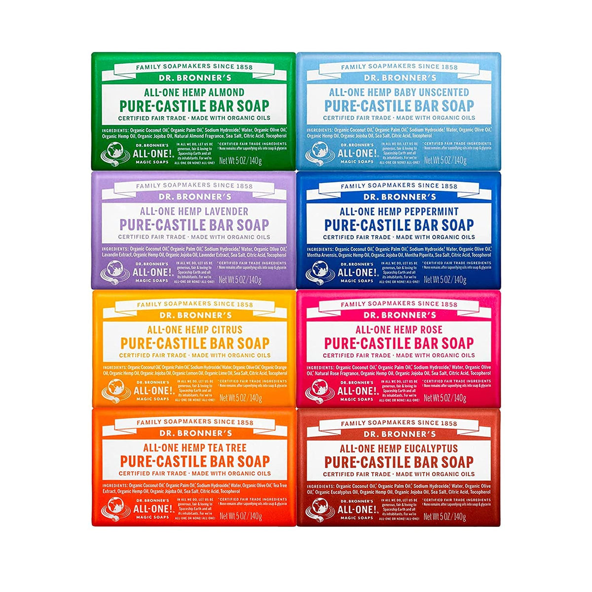 Dr. Bronner's Pure-Castile Magic Bar Soap Variety Pack front view