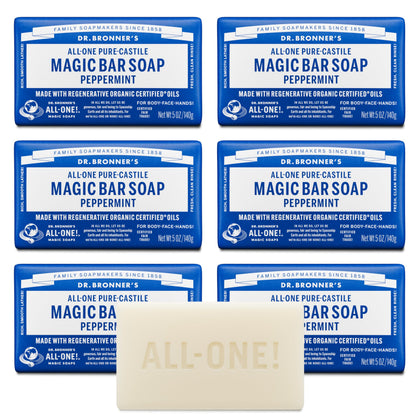 Dr. Bronner's Pure-Castile Magic Soap Bar Peppermint front view