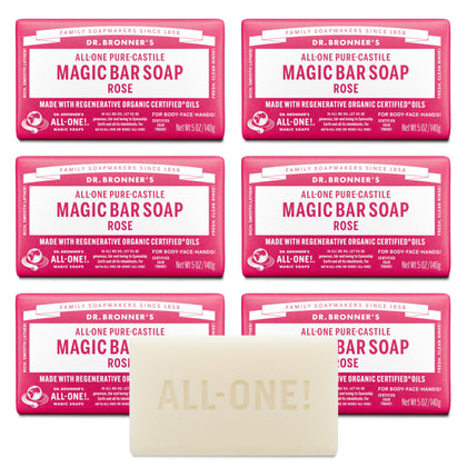 Dr. Bronner's Pure-Castile Magic Soap Bars Rose 5 oz front view