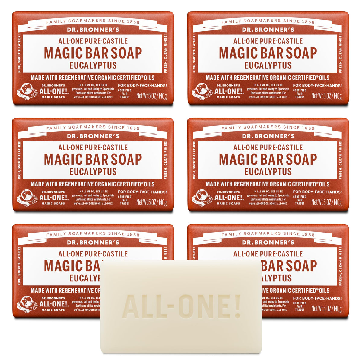 Dr. Bronner's Pure-Castile Soap Bar Eucalyptus front view