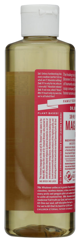 Dr. Bronner's Rose Castile Liquid Soap 236ml with natural ingredients