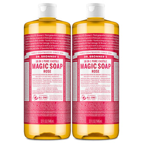 Dr. Bronner's Rose Pure-Castile Liquid Soap 32 oz front view