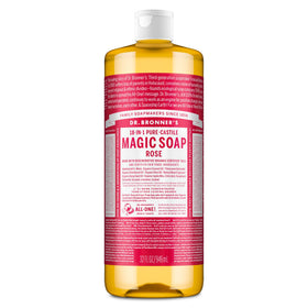 Dr. Bronner's Rose Pure-Castile Liquid Soap 32 oz front view