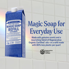 Dr. Bronner's soap refill carton side view
