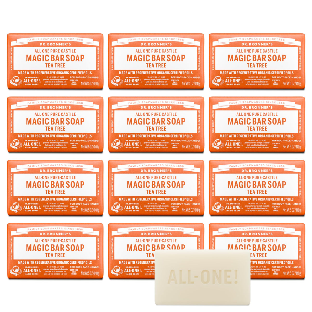 Dr. Bronner's Tea Tree Pure-Castile Magic Bar Soap front view
