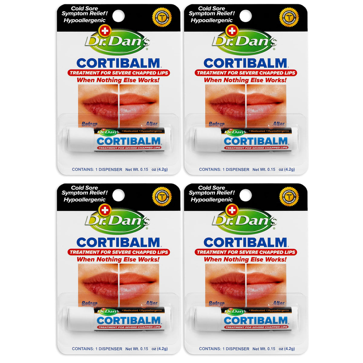 Dr. Dan's Cortibalm 4 Pack front view with packaging