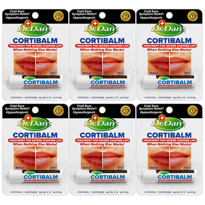 Dr. Dan's Cortibalm 6-Pack front view showing all lip balm tubes
