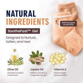 Dr. Frederick's Fuzzy Heel Socks displayed with a spa setting