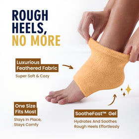 Dr. Frederick's Fuzzy Heel Socks displayed with essential oils