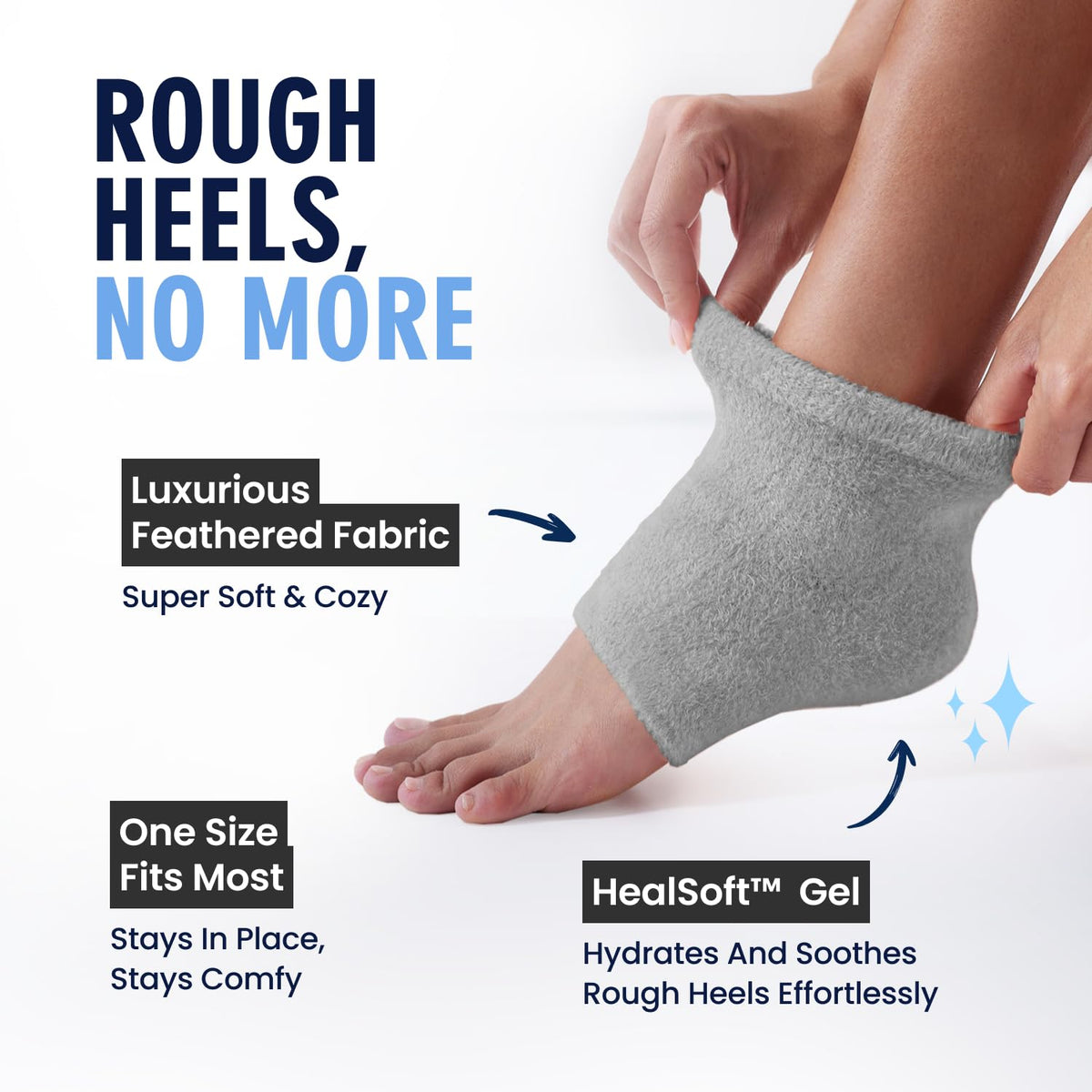 Dr. Frederick's Fuzzy Heel Socks displayed with soothing oils