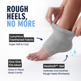 Dr. Frederick's Fuzzy Heel Socks displayed with soothing oils