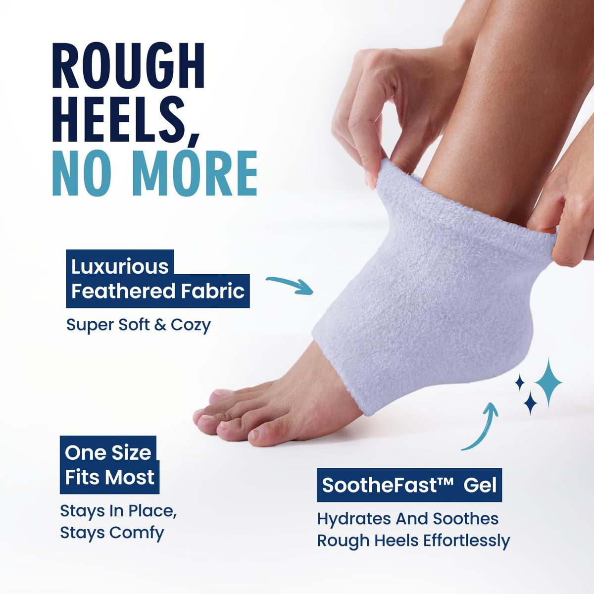 Dr. Frederick's Original Fuzzy Heel Socks displayed with essential oils