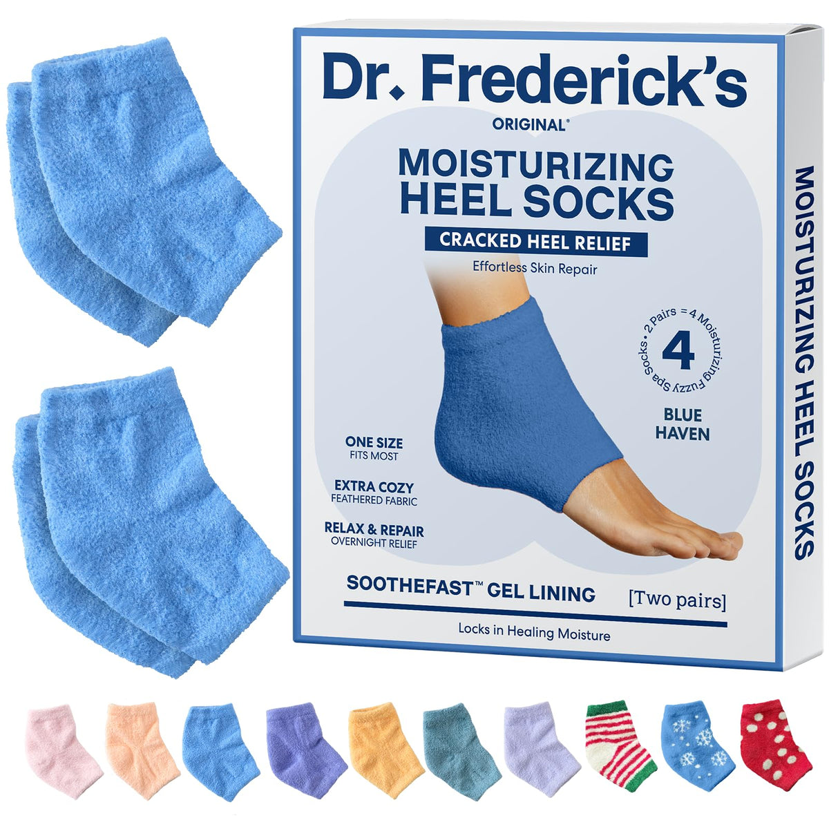 Dr. Frederick's Original Fuzzy Heel Socks front view with gel lining