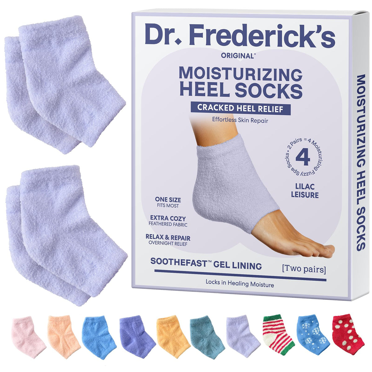 Dr. Frederick's Original Fuzzy Heel Socks in Lilac front view