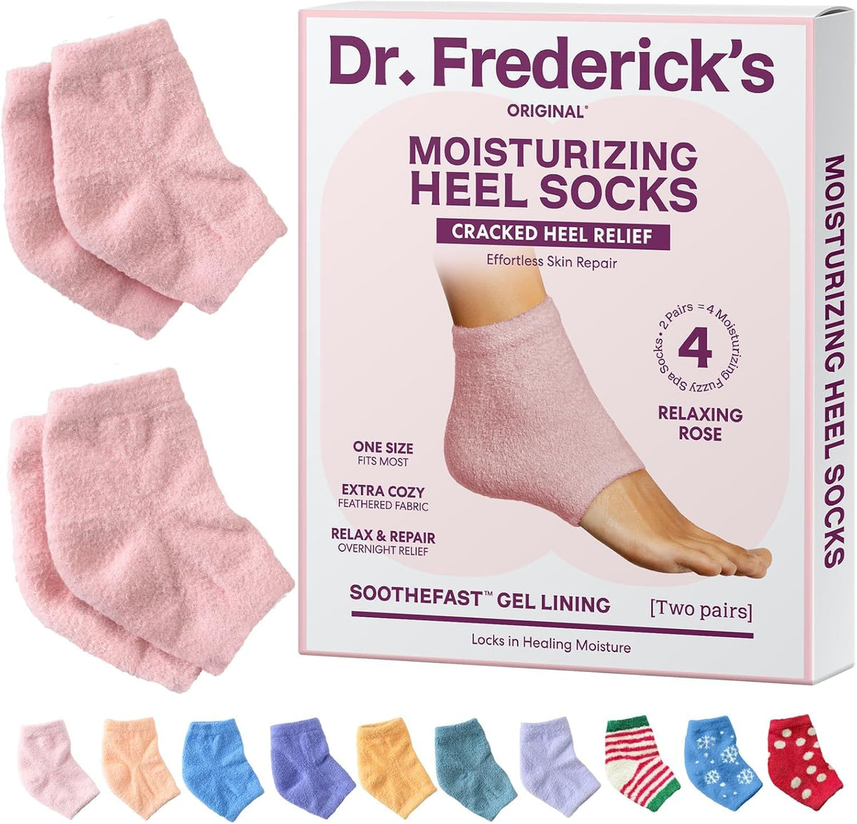 Dr. Frederick's Original Fuzzy Heel Socks in Relaxing Rose front view
