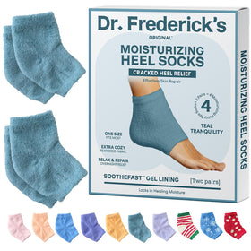 Dr. Frederick's Original Fuzzy Heel Socks in Teal Tranquility front view