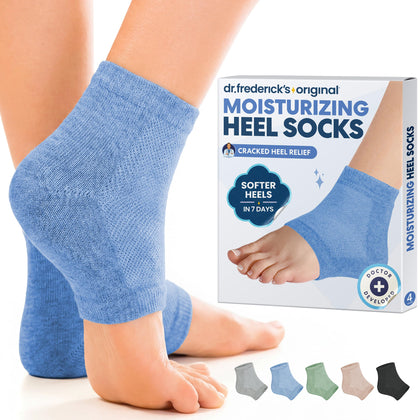 Dr. Frederick's Original Moisturizing Heel Socks in blue with gel lining