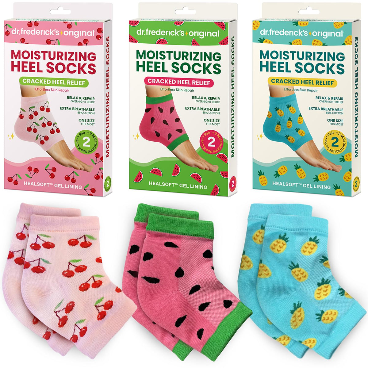 Dr. Frederick's Original Moisturizing Heel Socks in summer print front view