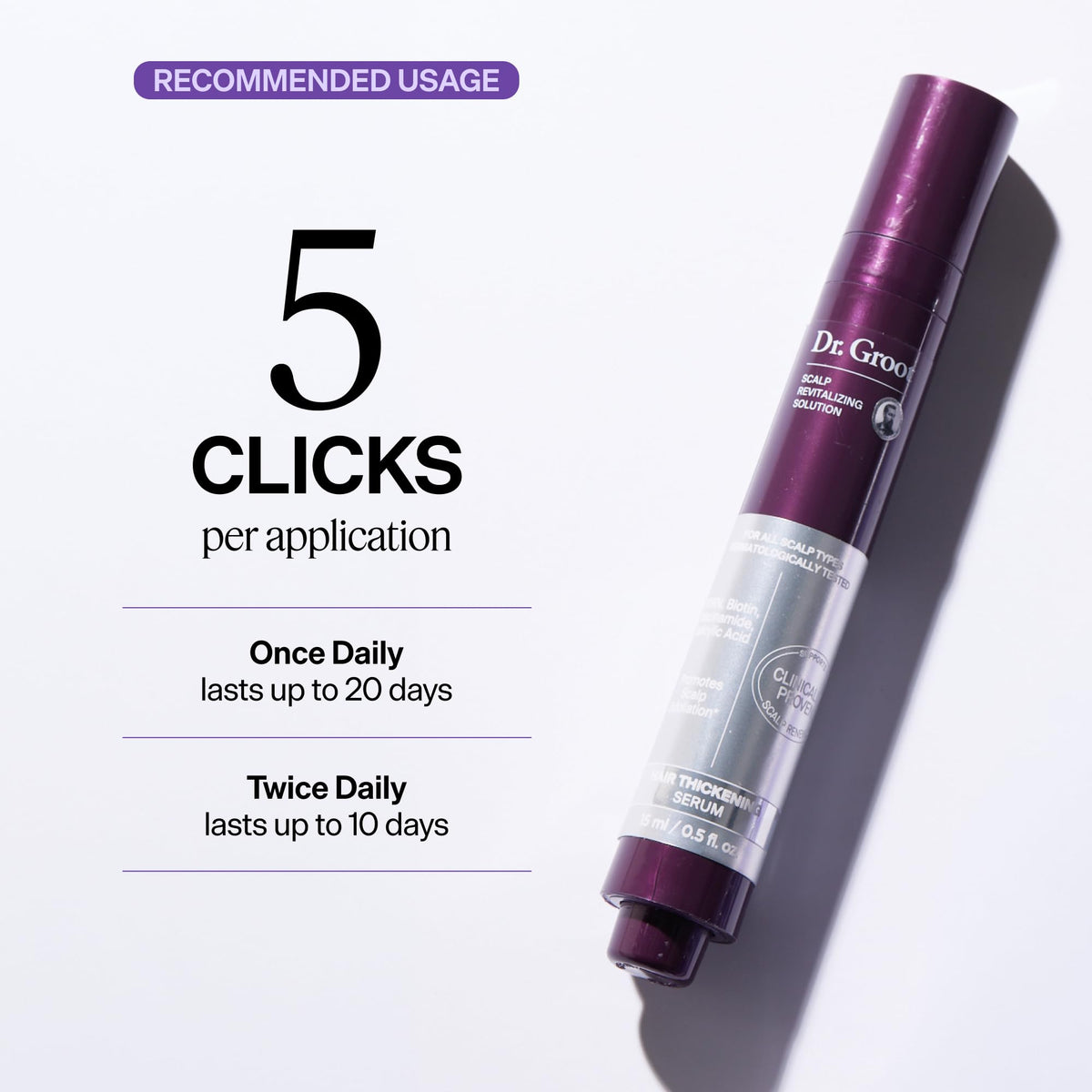 Dr. Groot Hair Thickening Serum roll-on applicator