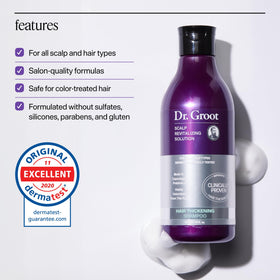 Dr. Groot Hair Thickening Shampoo lathering on hair