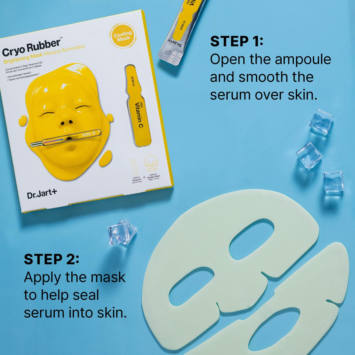 Dr.Jart+ Cryo Rubber Brightening Face Mask applied on skin