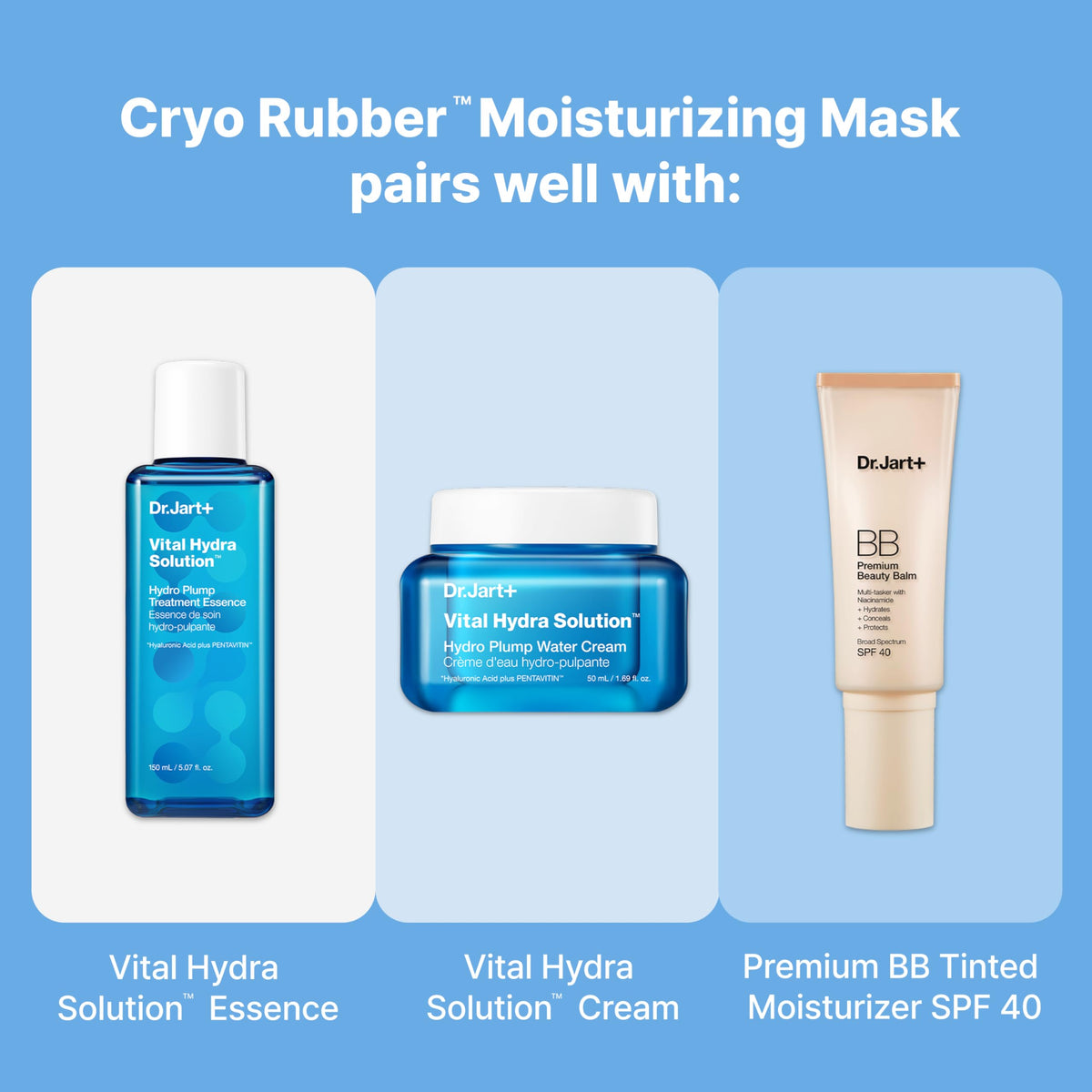 Dr.Jart+ Cryo Rubber Face Mask displayed with skincare routine