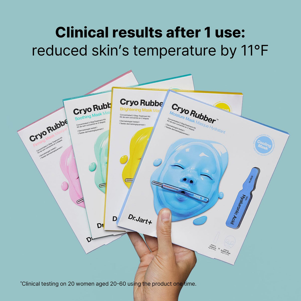 Dr.Jart+ Cryo Rubber Face Mask lifestyle scene on a bathroom counter