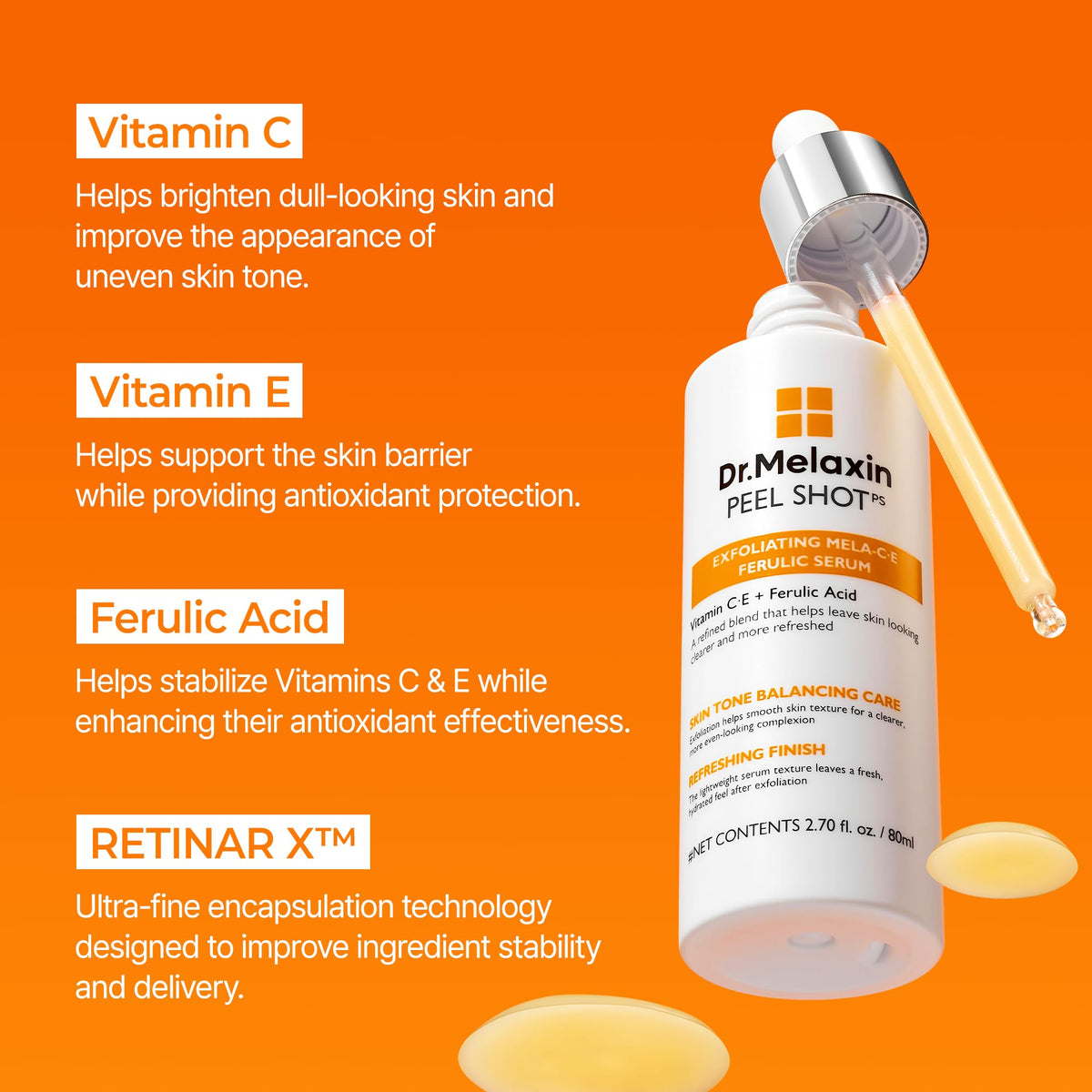 Dr.Melaxin Glow Rice Peeling Ampoule with rice background