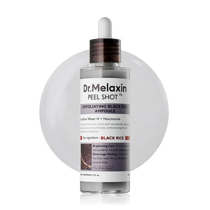 Dr.Melaxin Peel Shot Black Rice Exfoliating Ampoule front view