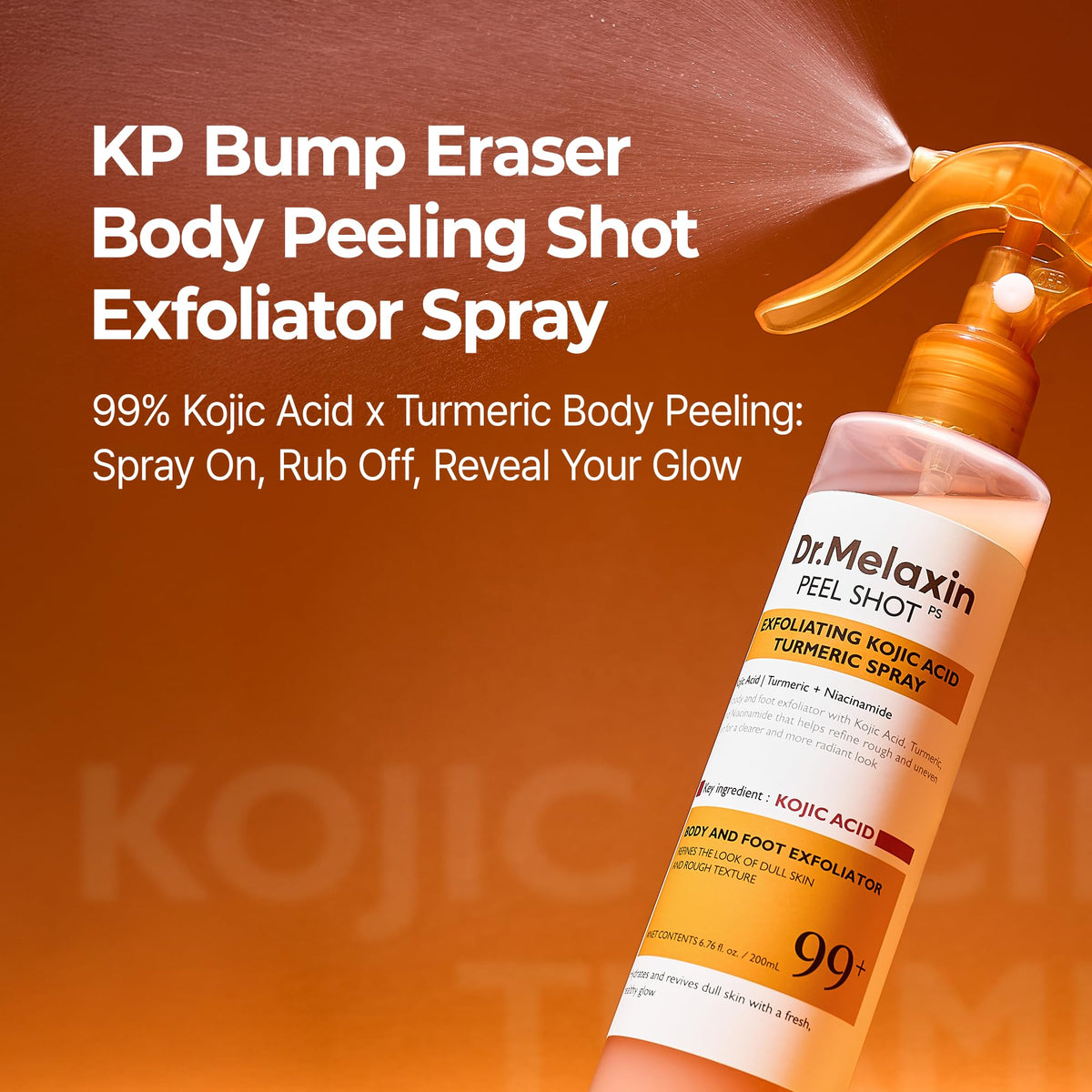 Dr.Melaxin Peel Shot Kojic Acid Turmeric Body Exfoliator Spray side view