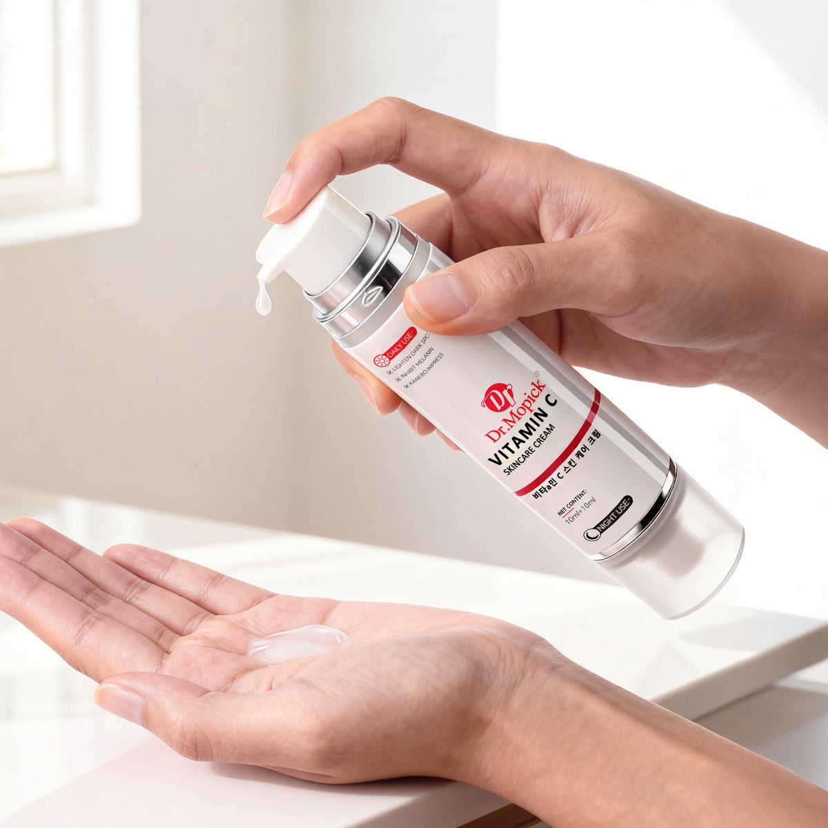 DR.MOPICK Tranexamic Acid & Vitamin C Cream on a vanity