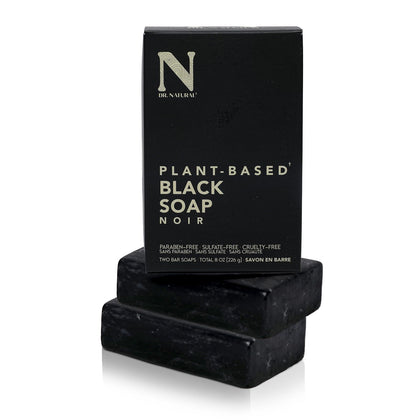 Dr. Natural Black Bar Soap front view with packaging