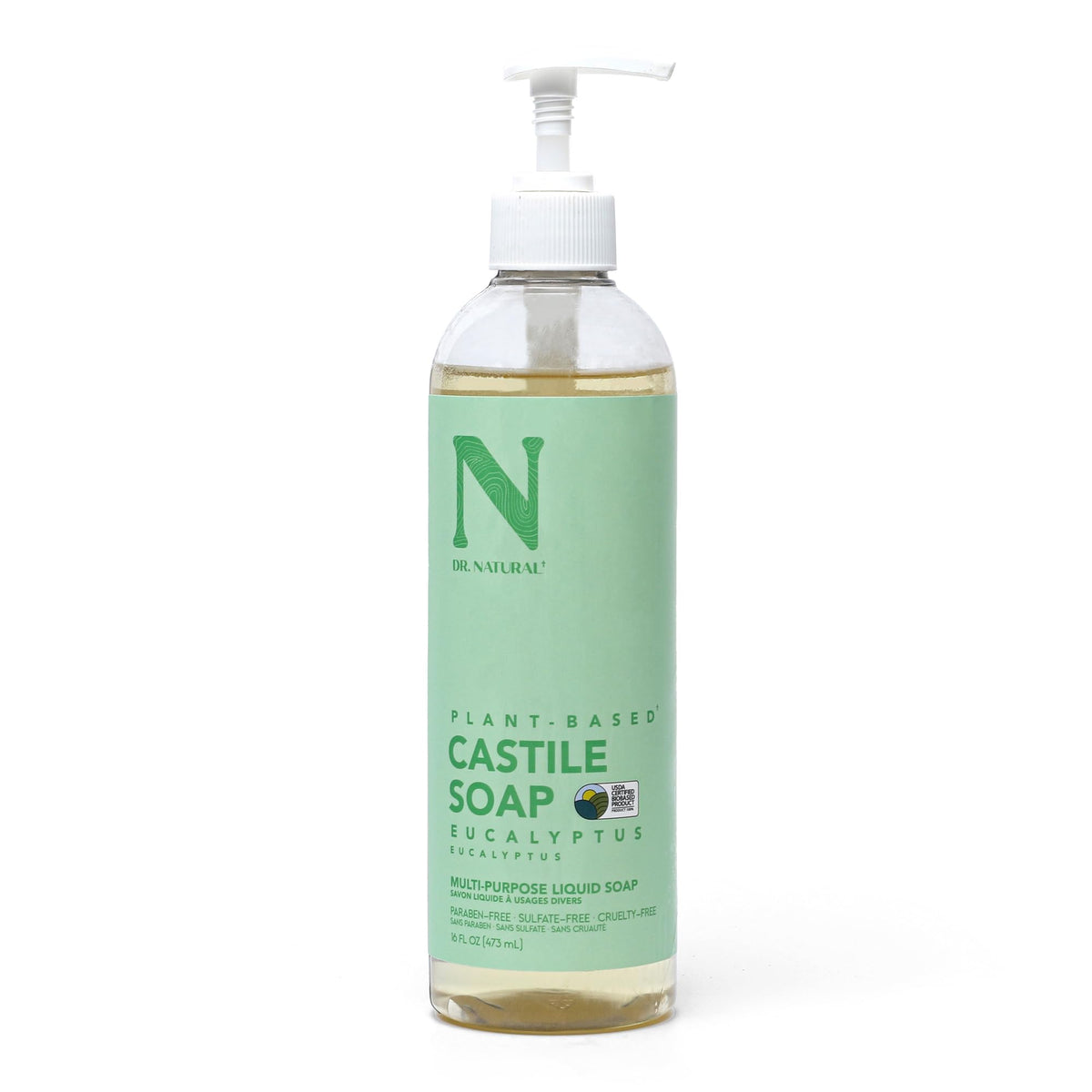 Dr. Natural Castile Liquid Soap 16 oz Eucalyptus front view