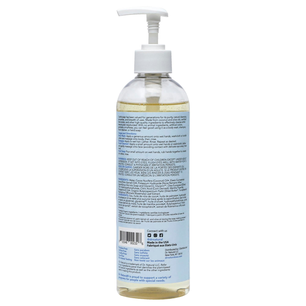 Dr. Natural Castile Liquid Soap 16 oz peppermint label close-up